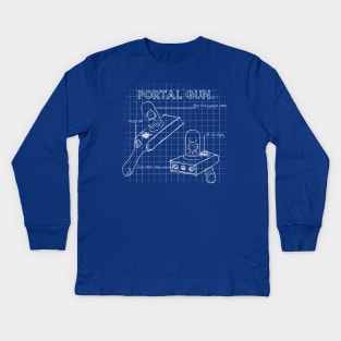 Portal Gun Blueprint Kids Long Sleeve T-Shirt